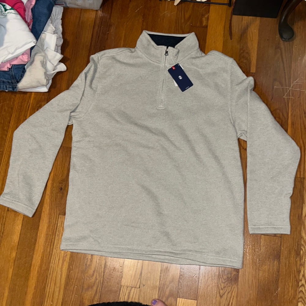 Izod Large Grey Quarter Zip Pullover Fleece